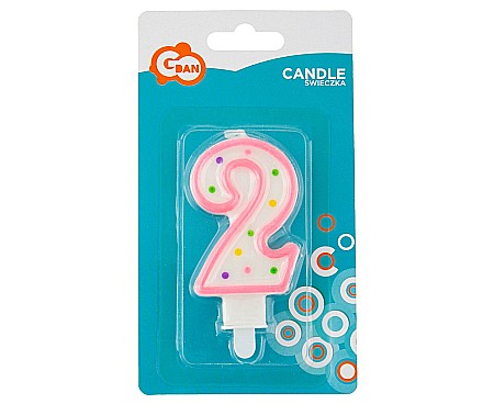 Color dots - GOD LUMANARE TORT Number 2, with dots, 7.5cm PF-SCK2