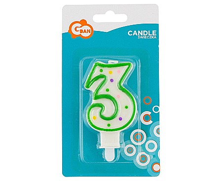 Color dots - GOD LUMANARE TORT Number 3, with dots, 7.5cm PF-SCK3
