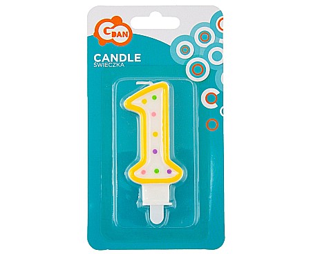 Color dots - GOD LUMANARE TORT Number 1, with dots, 7.5cm PF-SCK1
