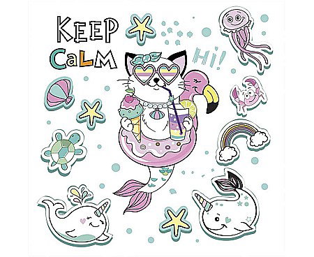 Halloween - GOD SERVETELE 33*33CM 20/SET MERMAID CAT VIBES SD_OG_036101