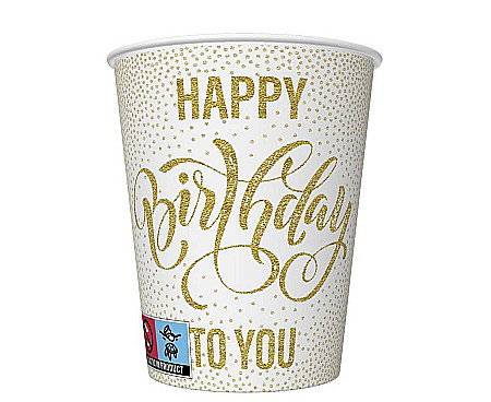 Happy birday "elegant" - GOD PAHARE CARTON Happy Birthday Dotted Gold, 250ml, 8/set KM01_OG_055101