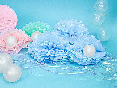 PD POMPOM HARTIE MATASE, Tissue paper Pompom, light misty blue, 25cm PP25-093J [1]