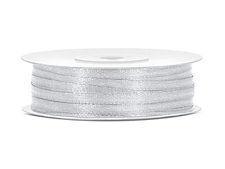 Fundite, Panglici , Benzi Craciun - PD BANDA SATIN, Satin Ribbon, silver, 3mm/50m TS3-018
