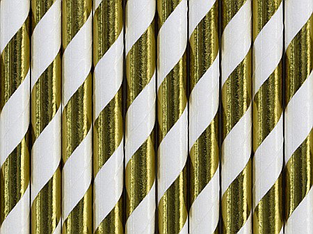 Farfurii/ Pahare/ Servetele/ Paie/ Tacamuri/ Fete masa - PD PAIE DIN HARTIE PENTRU BAUTURI gold, 19.5cm 10/set SPP1M-019