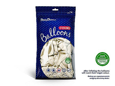 PD BALOANE Strong Balloons 27cm, Metallic Pure White, 50/set SB12M-008-50 [2]