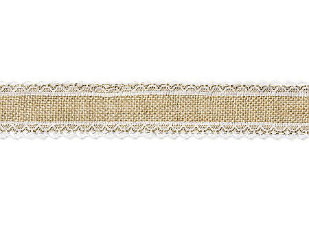 Snur dantela pentru flori - PD BANDA IUTA CU DANTELA 5*500cm TJ3-5