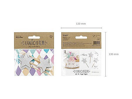 PD DECORATIUNI Tort CRACIUN Cupcake toppers Unicorn - Stars Argintii 11.5CM KPM19-018B [5]