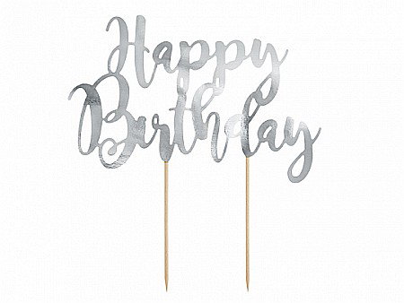 Happy birday "elegant" - PD DECORATIUNI PENTRU TORT Happy Birthday, silver, 22.5cm KPT11-018M