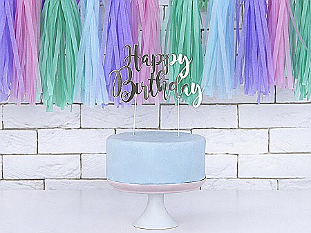 PD DECORATIUNI PENTRU TORT Happy Birthday, silver, 22.5cm KPT11-018M [2]