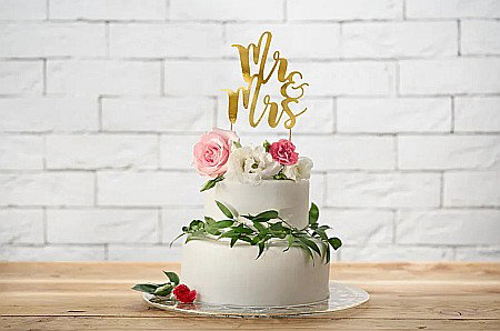 Decoratiuni/ Lumanari Tort/ Briose - PD DECORATIUNI PENTRU TORT Mr&Mrs, gold, 25,5cm KPT10-019M
