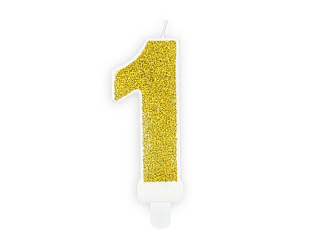 Decoratiuni/ Lumanari Tort/ Briose - PD LUMANARI TORT Number 1, gold, 7cm SCU3-1-019B