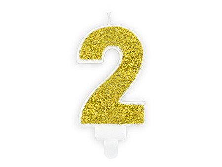Decoratiuni/ Lumanari Tort/ Briose - PD LUMANARI TORT Number 2, gold, 7cm SCU3-2-019B