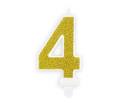 Decoratiuni/ Lumanari Tort/ Briose - PD LUMANARI TORT Number 4, gold, 7cm SCU3-4-019B
