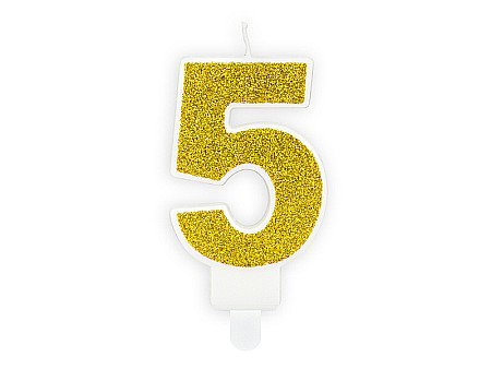 Decoratiuni/ Lumanari Tort/ Briose - PD LUMANARI TORT Number 5, gold, 7cm SCU3-5-019B
