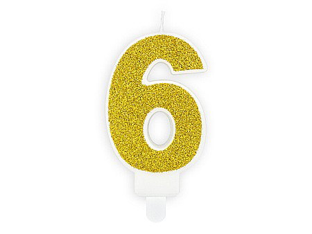 Decoratiuni/ Lumanari Tort/ Briose - PD LUMANARI TORT Number 6, gold, 7cm SCU3-6-019B