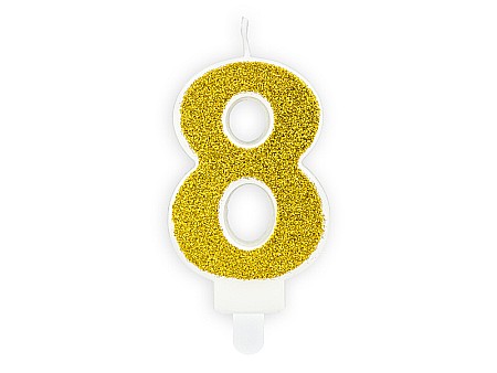 Decoratiuni/ Lumanari Tort/ Briose - PD LUMANARI TORT Number 8, gold, 7cm SCU3-8-019B