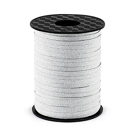 DE SEZON - PD PANGLICA PLASTIC ribbon, silver, glitter 5mm/225m PRB5-018