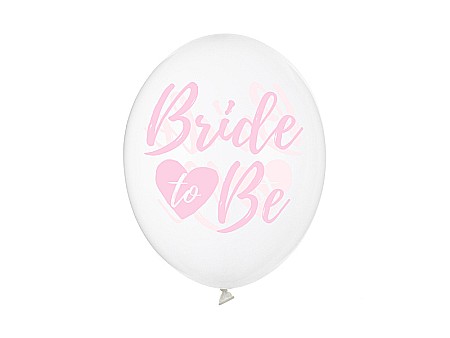 Baloane latex - PD BALOANE Balloons 30cm, Bride to be, Crystal Clear, pink 6/set SB14C-205-099P-6