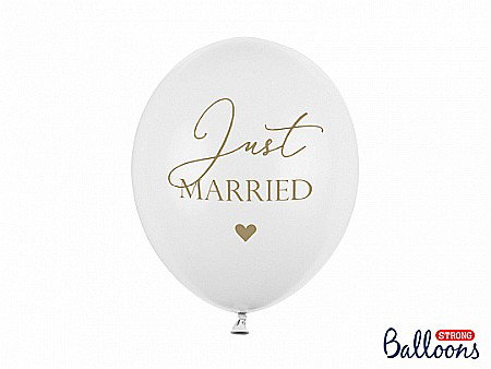 Articole Nunta, Bridal Party - BALOANE Balloons 30 cm, Just Married, Pastel Pure White 6/SET SB14P-237-008-6