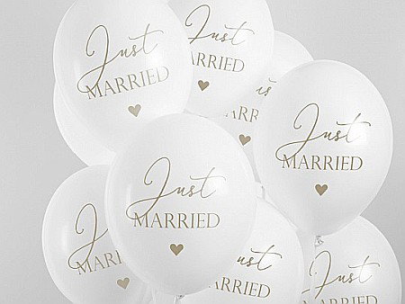 BALOANE Balloons 30 cm, Just Married, Pastel Pure White 6/SET SB14P-237-008-6 [1]