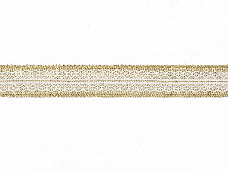 Snur dantela pentru flori - PD BANDA IUTA CU DANTELA 4*500cm TJ4-4