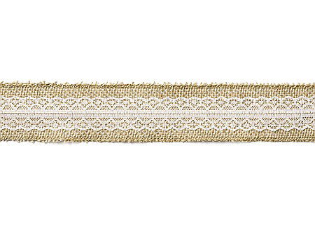 Snur dantela pentru flori - PD BANDA IUTA CU DANTELA 5*500cm TJ4-5