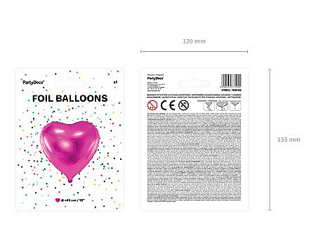 PD BALON FOLIE ALUMINIU Heart, 45cm, dark pink FB9M-006 [6]