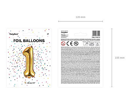 PD BALON FOLIE ALUMINIU Number "1", 35cm, gold FB10M-1-019 [3]
