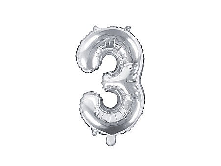 Baloane de Craciun si An Nou - PD BALON FOLIE ALUMINIU Number "3", 35cm, silver FB10M-3-018