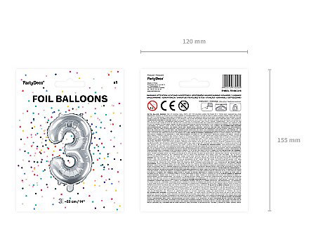 PD BALON FOLIE ALUMINIU Number "3", 35cm, silver FB10M-3-018 [3]