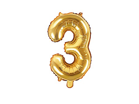 Baloane de Craciun si An Nou - PD BALON FOLIE ALUMINIU Number "3", 35cm, gold FB10M-3-019