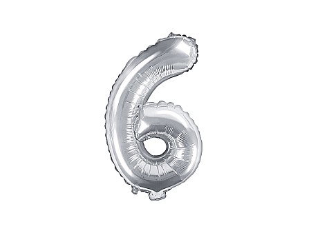 Baloane de Craciun si An Nou - PD BALON FOLIE ALUMINIU Number "6", 35cm, silver FB10M-6-018