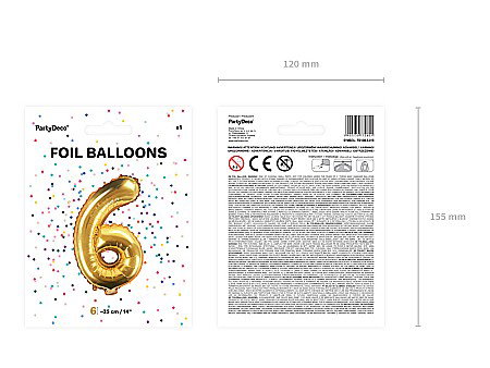 PD BALON FOLIE ALUMINIU Number "6", 35cm, gold FB10M-6-019 [3]
