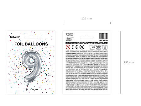 PD BALON FOLIE ALUMINIU Number "9", 35cm, silver FB10M-9-018 [3]