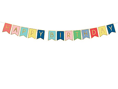 ARTICOLE PARTY - PD BANNER Happy Birthday, mix, 15 x 175 cm GRL56