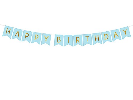 ARTICOLE PARTY - PD BANNER Happy Birthday, light blue, 15 x 175 cm GRL57-001J