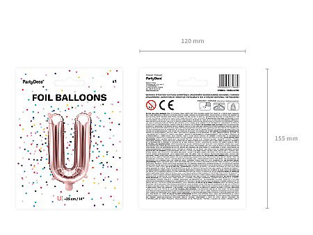 PD BALON FOLIE ALUMINIU Letter "U", 35cm, rose gold FB2M-U-019R [3]