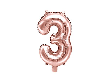 Baloane de Craciun si An Nou - PD BALON FOLIE ALUMINIU Number "3", 35cm, rose gold FB10M-3-019R