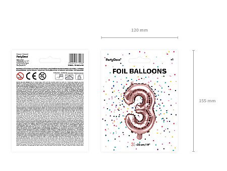 PD BALON FOLIE ALUMINIU Number "3", 35cm, rose gold FB10M-3-019R [6]