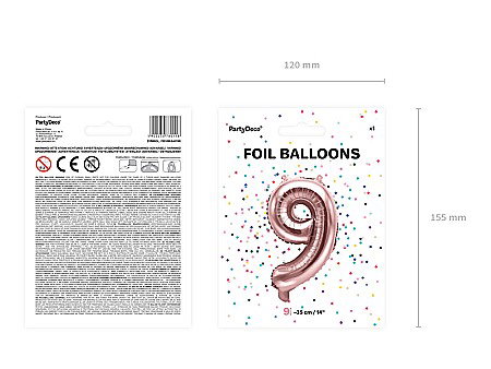 PD BALON FOLIE ALUMINIU Number "9", 35cm, rose gold FB10M-9-019R [3]