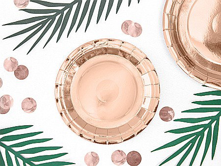 Farfurii/ Pahare/ Servetele/ Paie/ Tacamuri/ Fete masa - PD FARFURII CARTON rose gold, 18cm 6/SET TPP35-019R