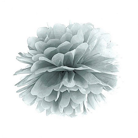 Martisor si 8 Martie - PD POMPOM HARTIE MATASE, Tissue paper Pompom, silver, 25cm PP25-018