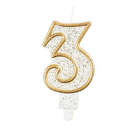 ARTICOLE PARTY - GOD LUMANARI TORT Number 3, gold outline, 6.5cm PF-SCZK3