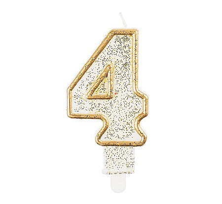 ARTICOLE PARTY - GOD LUMANARI TORT Number 4, gold outline, 6.5cm PF-SCZK4