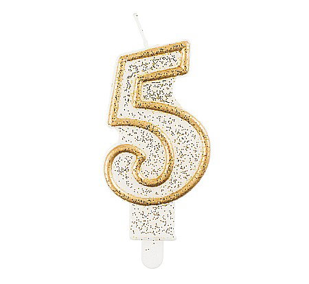 ARTICOLE PARTY - GOD LUMANARI TORT Number 5, gold outline, 6.5cm PF-SCZK5