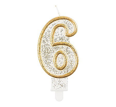ARTICOLE PARTY - GOD LUMANARI TORT Number 6, gold outline, 6.5cm PF-SCZK6