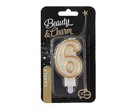 GOD LUMANARI TORT Number 6, gold outline, 6.5cm PF-SCZK6 [2]