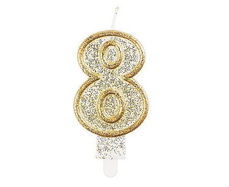 ARTICOLE PARTY - GOD LUMANARI TORT Number 8, gold outline, 6.5cm PF-SCZK8