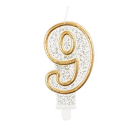 ARTICOLE PARTY - GOD LUMANARI TORT Number 9, gold outline, 6.5cm PF-SCZK9