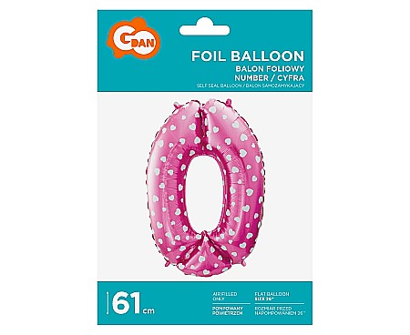 GOD BALON FOLIE ALUMINIU digit 0, 61cm, pink with hearts HS-C26R0 [1]